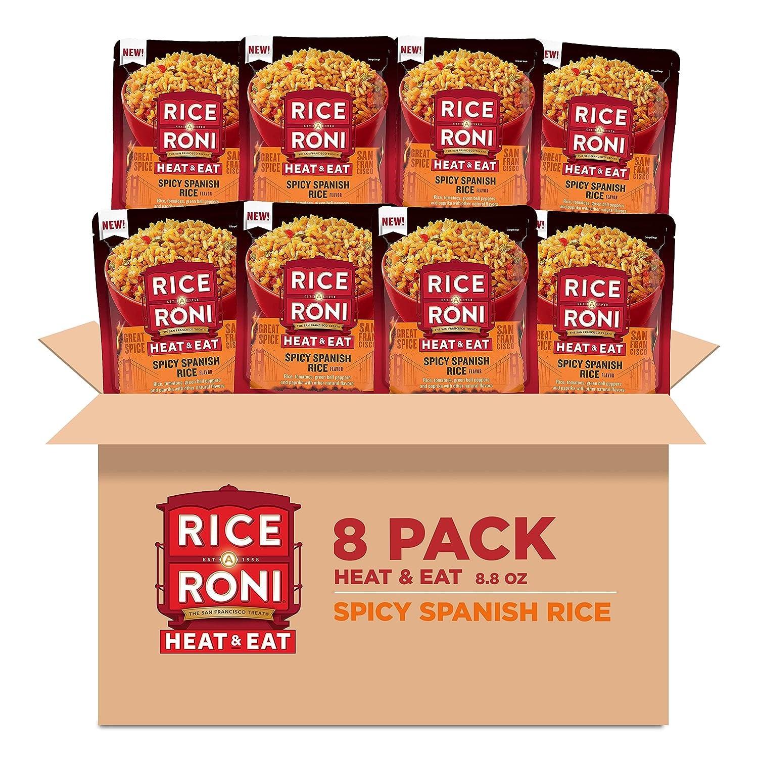 Heat & Eat Rice, Microwave Rice, Quick Cook Rice, Spicy Spanish, (8 Pack)