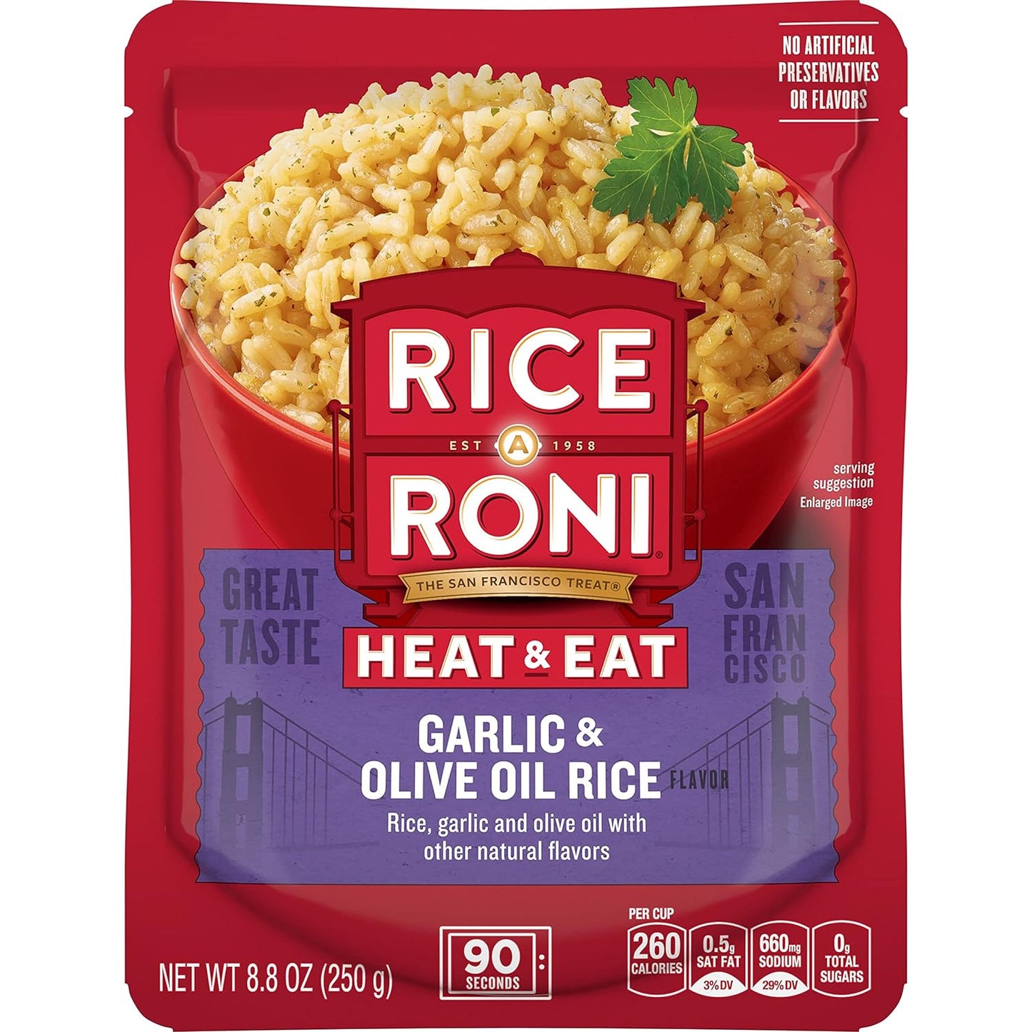 Heat & Eat Rice, Microwave Rice, Quick Cook Rice, Garlic & Olive Oil, (8 Pack)8.8 Oz