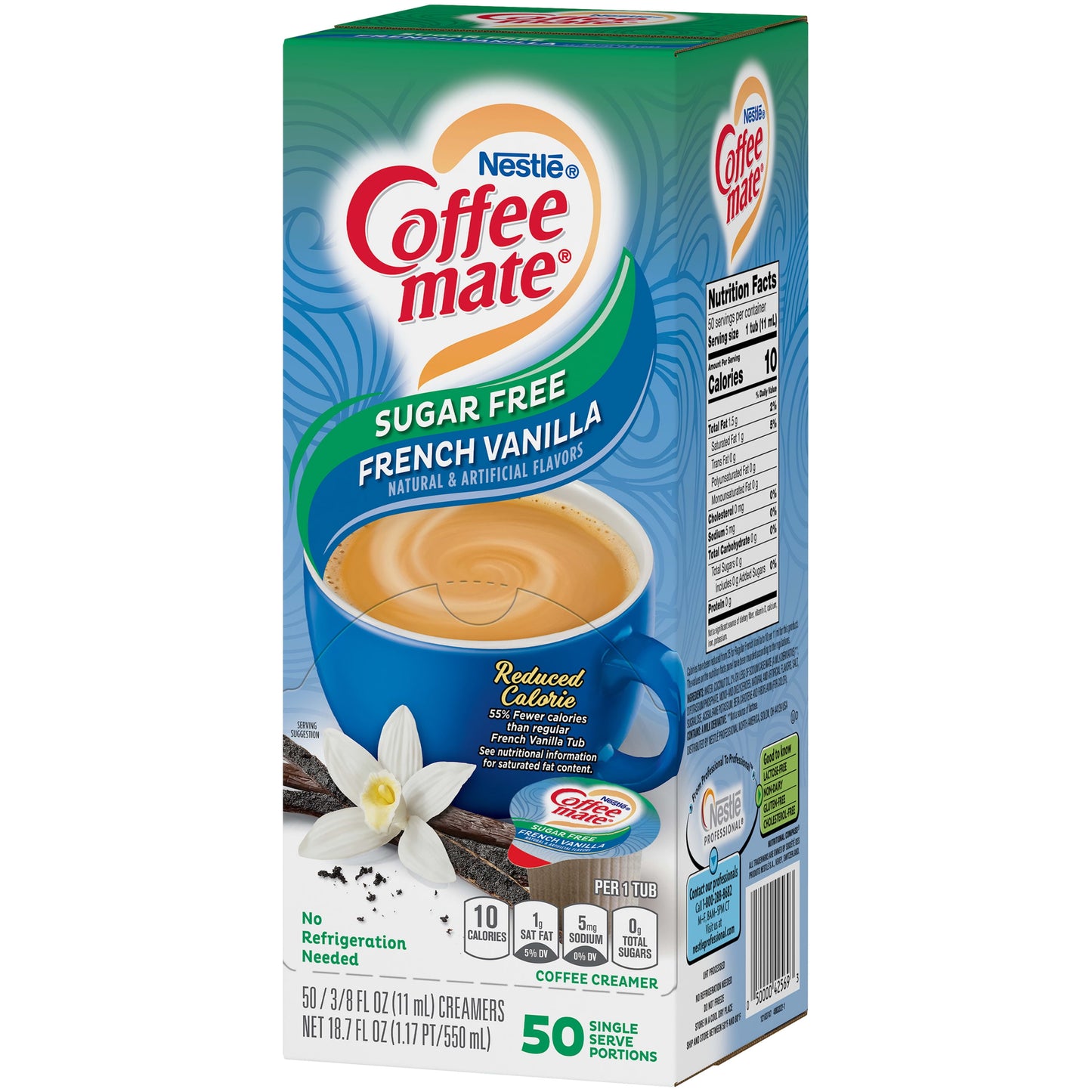 Coffee Mate Sugar Free French Vanilla Liquid Coffee Creamer Singles, Lactose-Free, 0.375 Fl Oz, 200 Ct