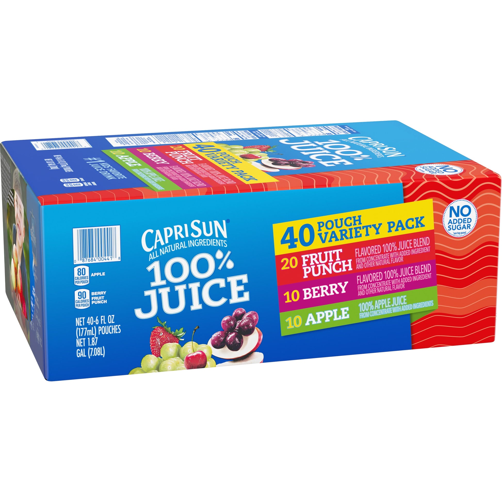 100% Juice Fruit Punch, Berry & Apple Naturally Flavored Juice Variety Pack, 40 Ct Box, 6 Fl Oz Pouches