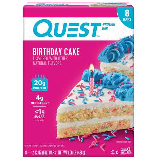 Birthday Cake Protein Bar, High Protein, Gluten Free, 8 Count