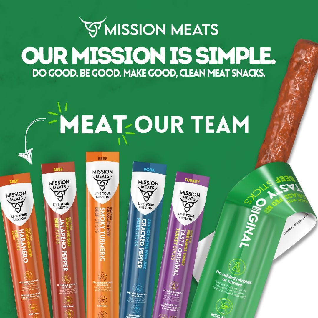 Grass Fed Beef Sticks – Sugar Free Beef Sticks, Gluten Free, Whole 30, Paleo, Keto Meat Sticks, Sugar Free Jerky Beef Sticks Individually Wrapped, 1Oz (Original, Pack of 12)