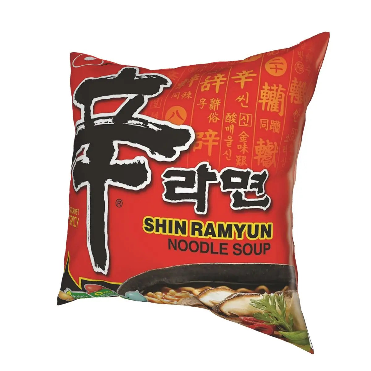 Nongshim Shin Ramyun Square Pillowcase Polyester Pattern Zipper Decorative Throw Pillow Case for Home Cushion Case