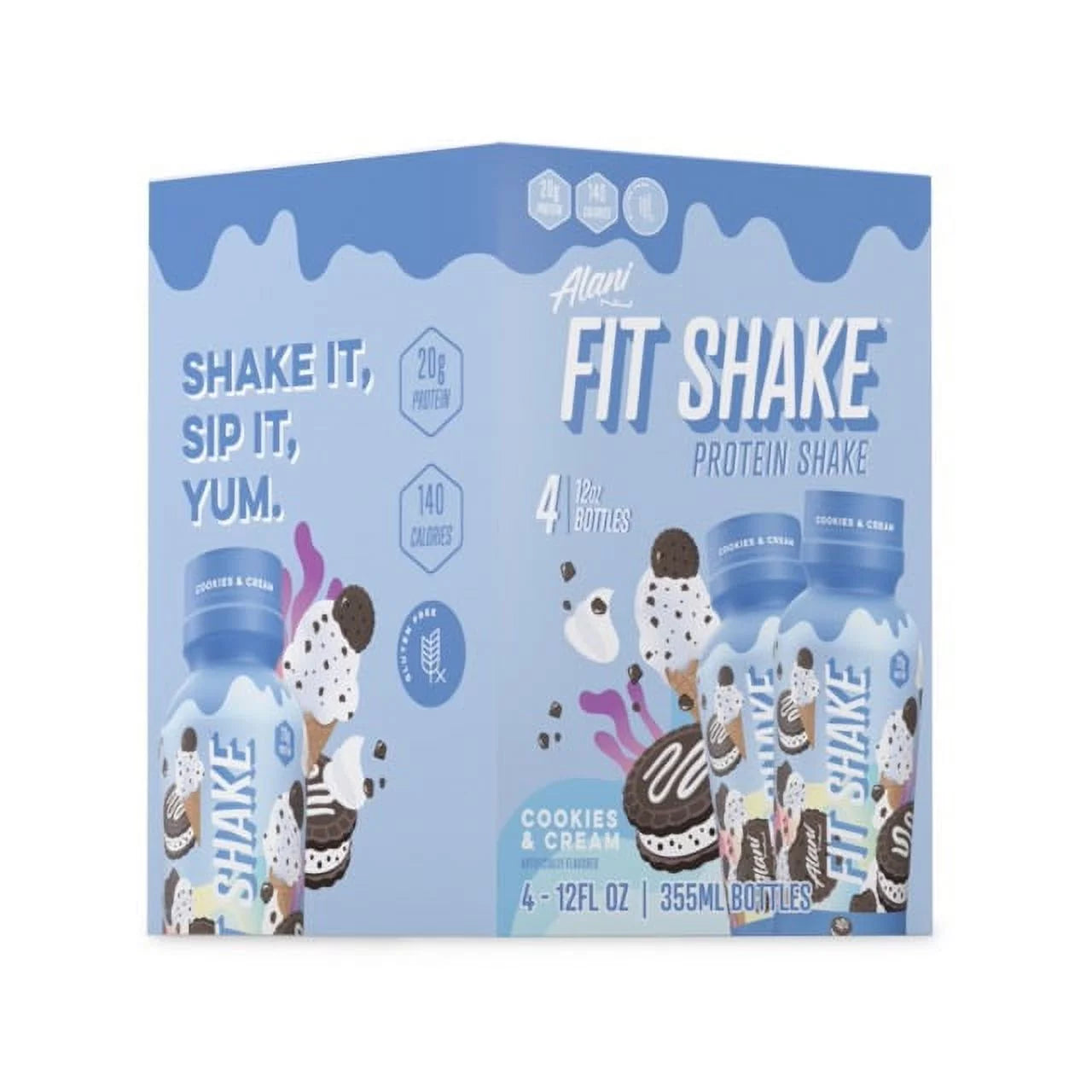 , Fit Shake, Protein Shake, Cookies and Cream, 20 Grams, 12Oz,  Pk