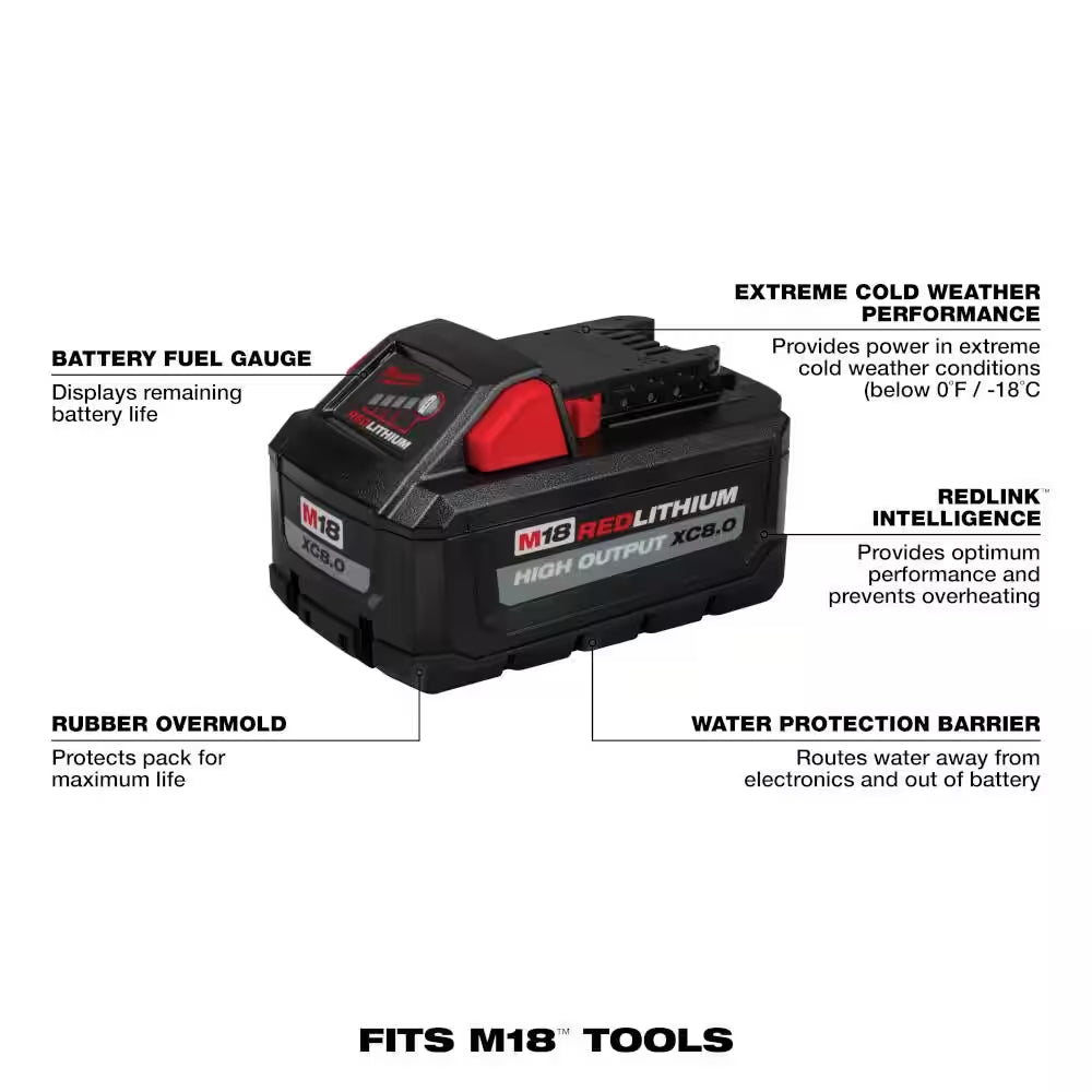 M18 18-Volt Lithium-Ion HIGH OUTPUT Starter Kit with XC 8.0Ah Battery and Rapid Charger