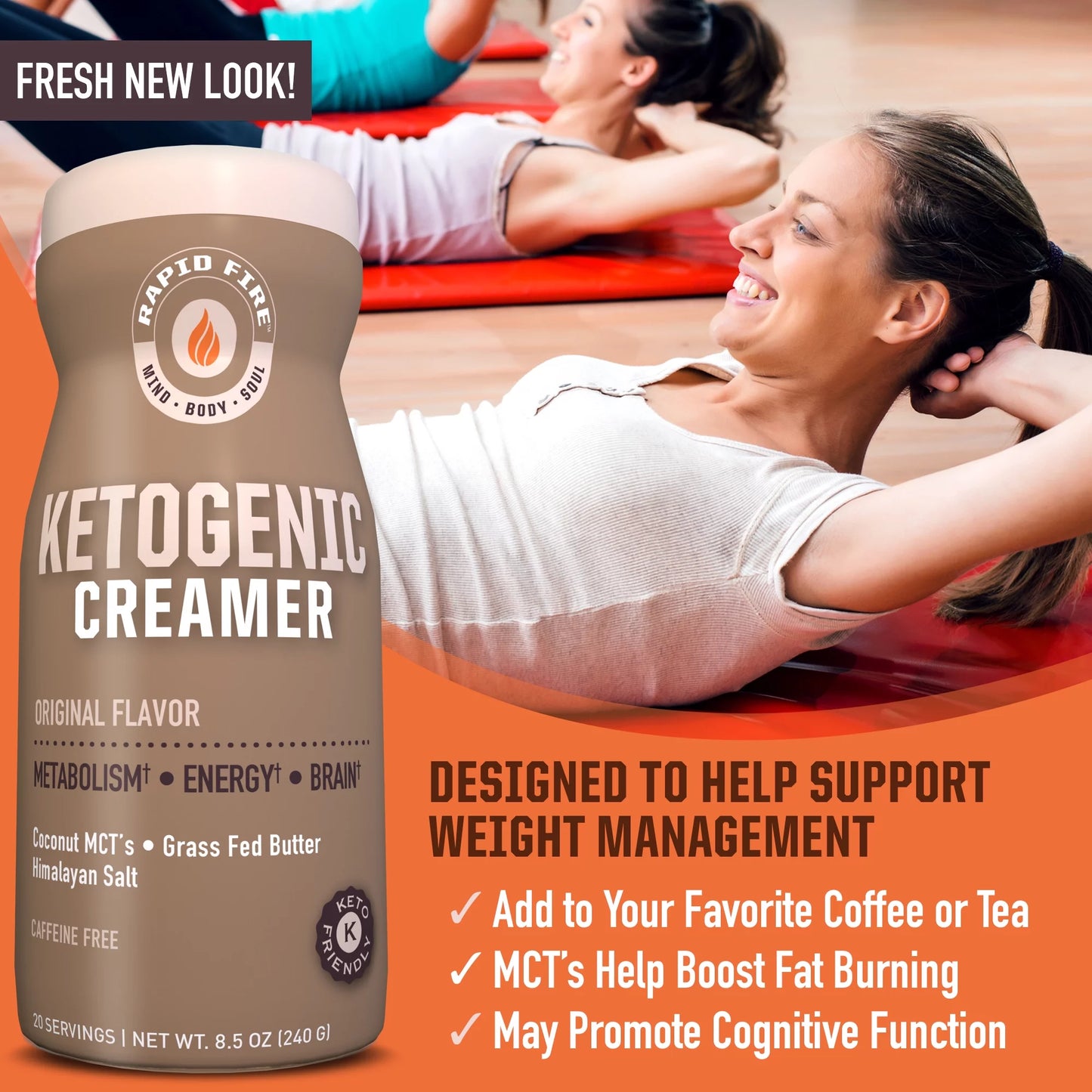 Ketogenic Creamer with Mcts, Grass Fed Butter, Himalayan Pink Salt, 8.5 Oz., 20 Servings