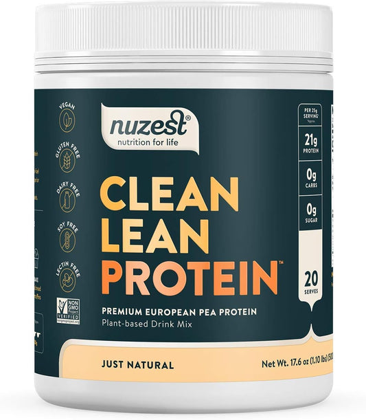 - Pea Protein Powder - Clean Lean Protein, Premium Vegan Plant Based Protein Powder, Dairy Free, Gluten Free, GMO Free, Protein Shake, Just Natural (UNFLAVORED), 20 Servings, 1.1 Lb