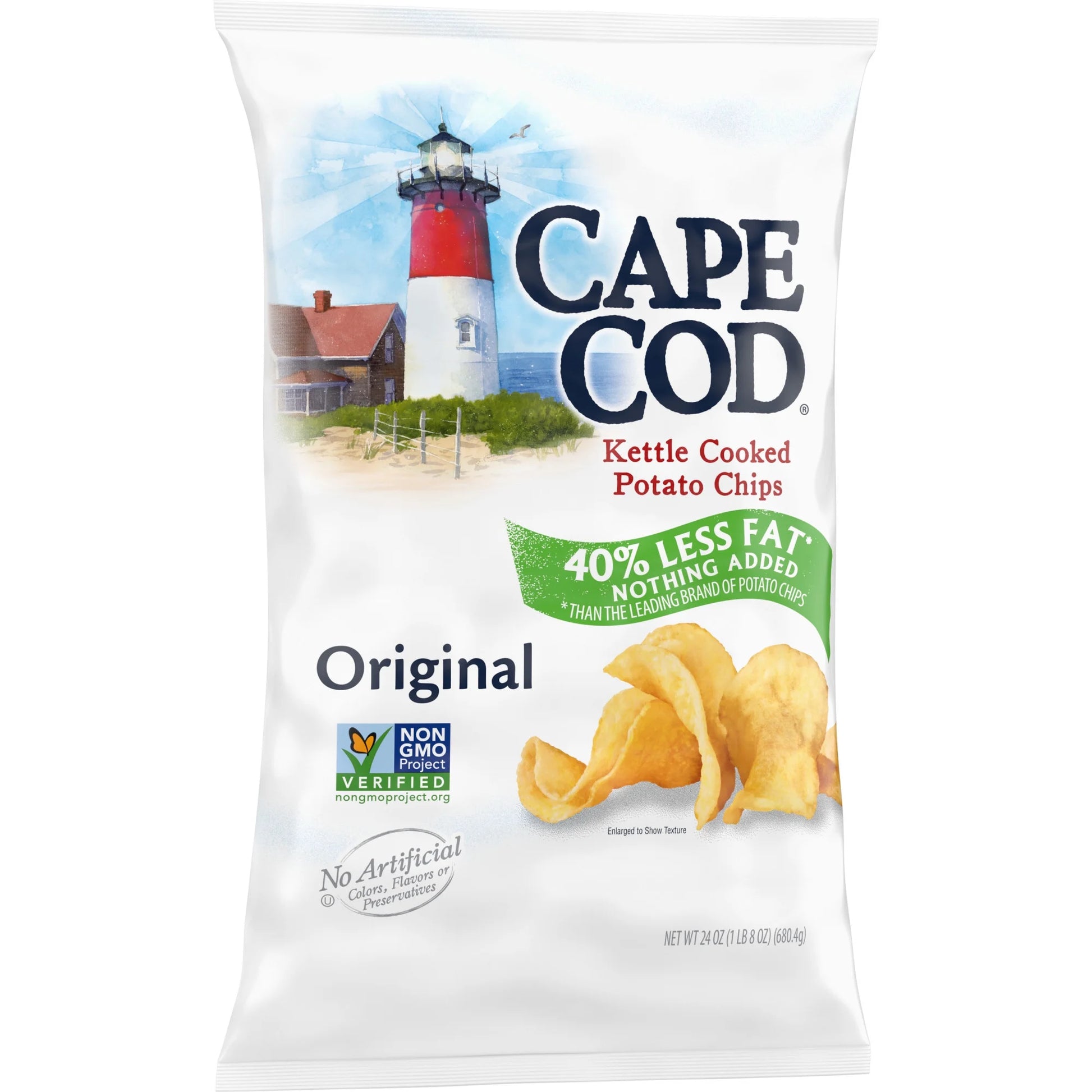 Potato Chips, Less Fat Original Kettle Cooked Chips, 24 Oz