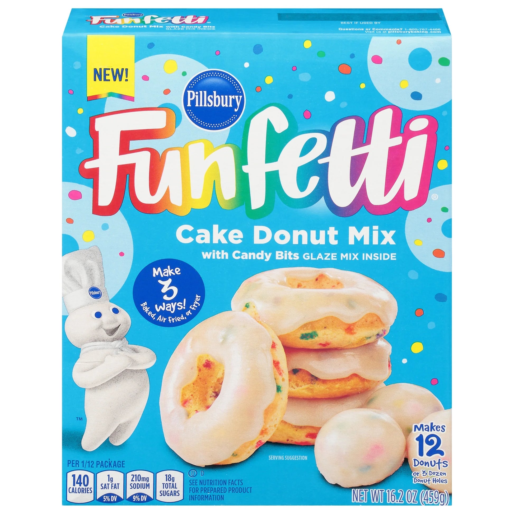 Funfetti Cake Donut Mix with Candy Bits, 16.2 Oz Box