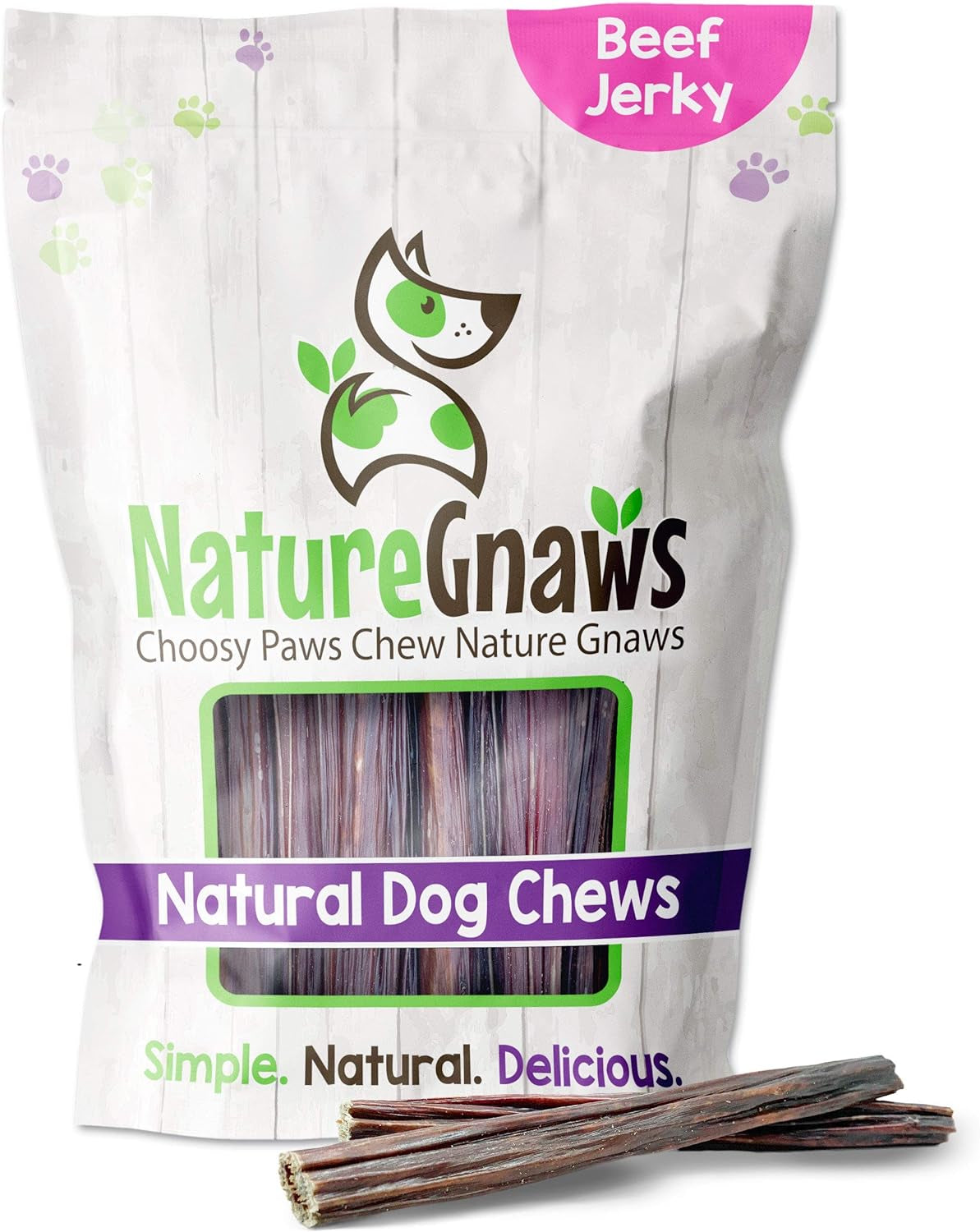 - Beef Jerky Sticks for Dogs - Premium Natural Beef Gullet Bones - Simple Single Ingredient Tasty Dog Chew Treats - Rawhide Free 5-6 Inch (1Lb)