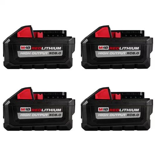 M18 18-Volt Lithium-Ion High Output XC 8.0 Ah Battery (4-Pack)