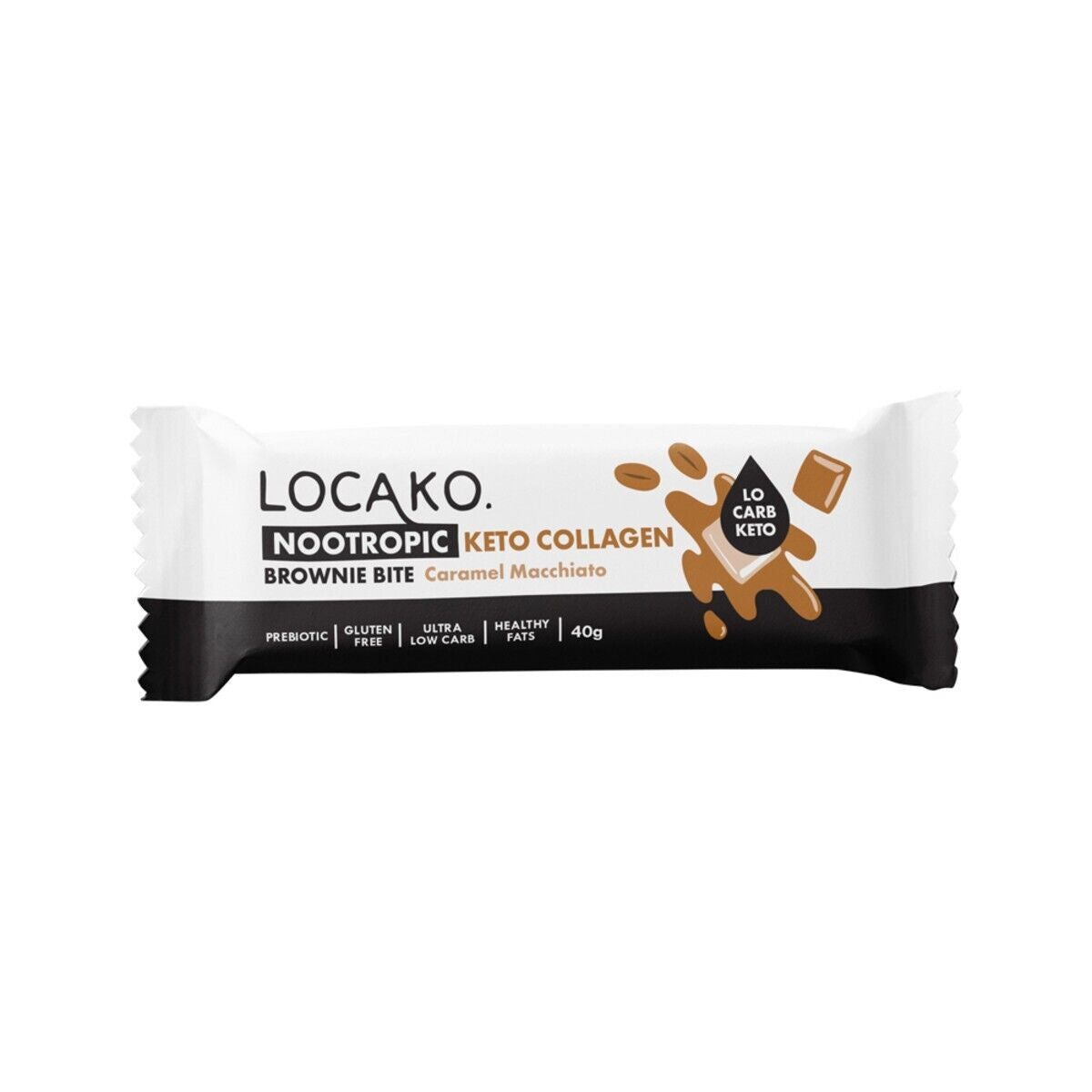 New Locako Keto Collagen Brownie Bite Nootropic Caramel Macchiato 40G X 15 Bars