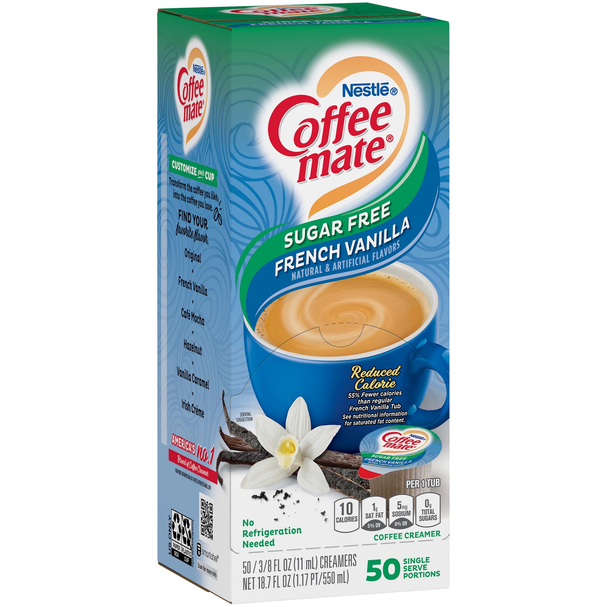 Coffee Mate Sugar Free French Vanilla Liquid Coffee Creamer Singles, Lactose-Free, 0.375 Fl Oz, 200 Ct