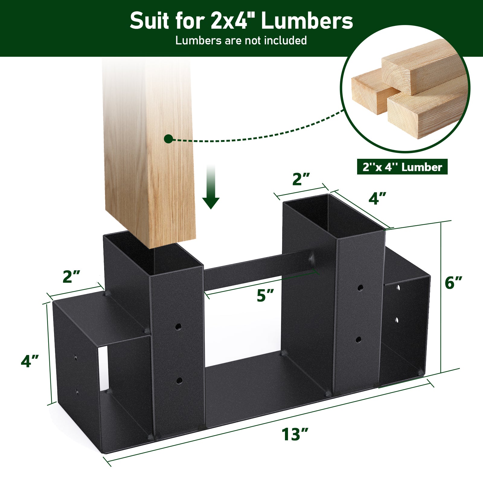 Outdoor Firewood Log Rack Bracket Kit, Fireplace Wood Storage Holder - Adjustable to Any Length (2-Bracket Kit)