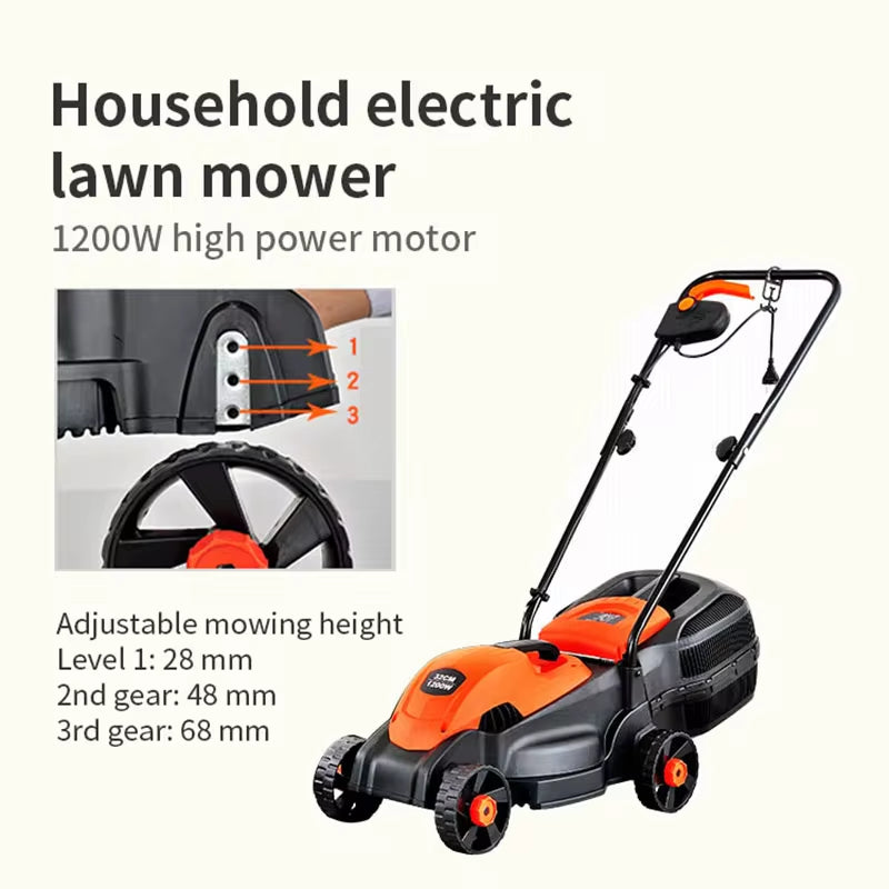 Garden Electric Lawn Mower High-Power Hand Push Lawn Mower Household Weeding Trimmer