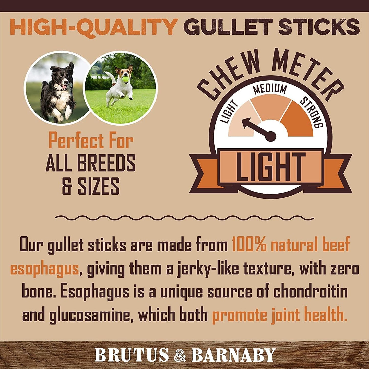 Beef Jerky for Dogs, All Natural Single Ingredient Beef Esophagus Chews, Healthy Beef Flat Gullet Strips, Naturally Occurring Glucosamine & Chondroitin Helps Joint Function, Great for Any Dog Size