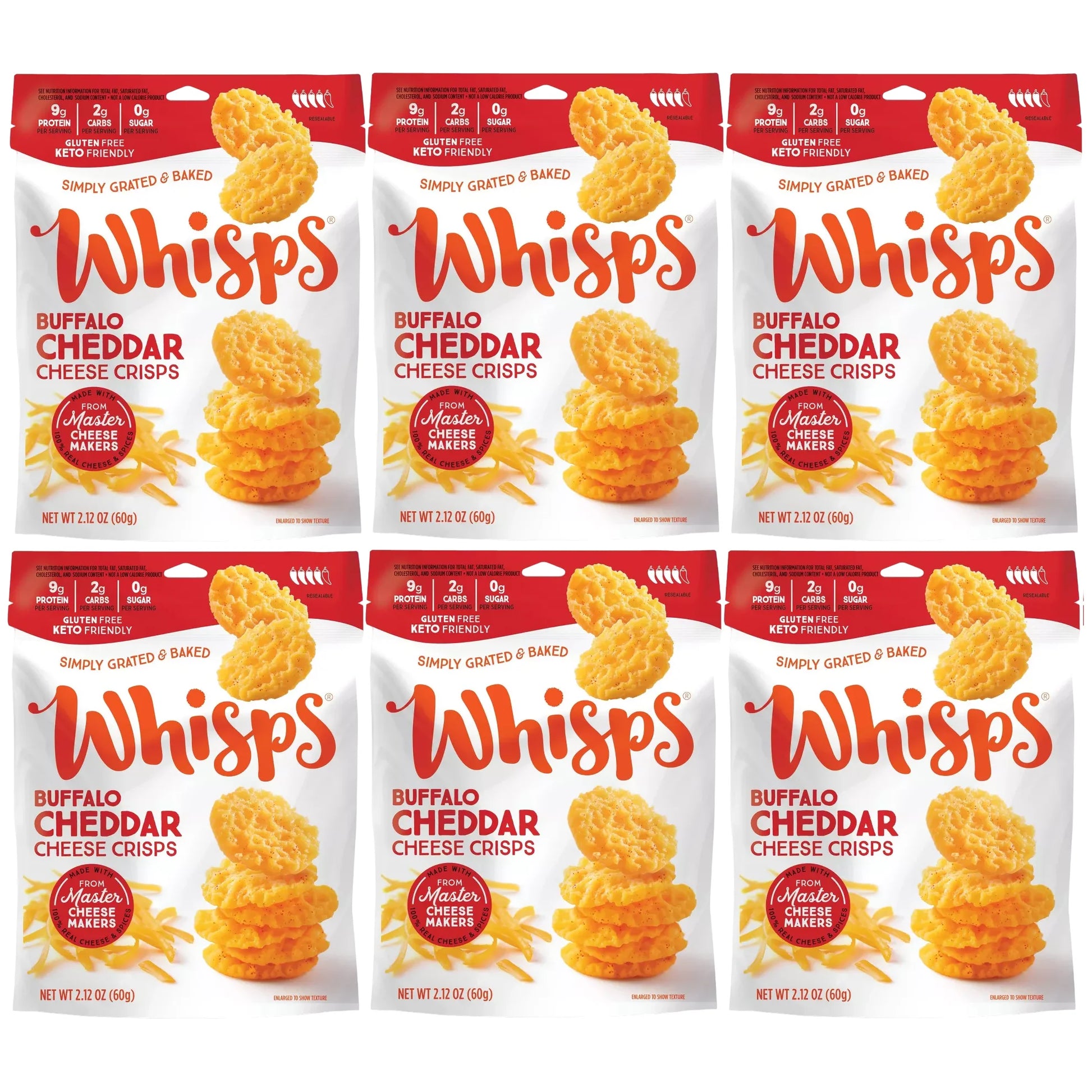 Whisps Cheese Crisps - Buffalo Cheddar (2.12 Oz) Size: 6 Bags