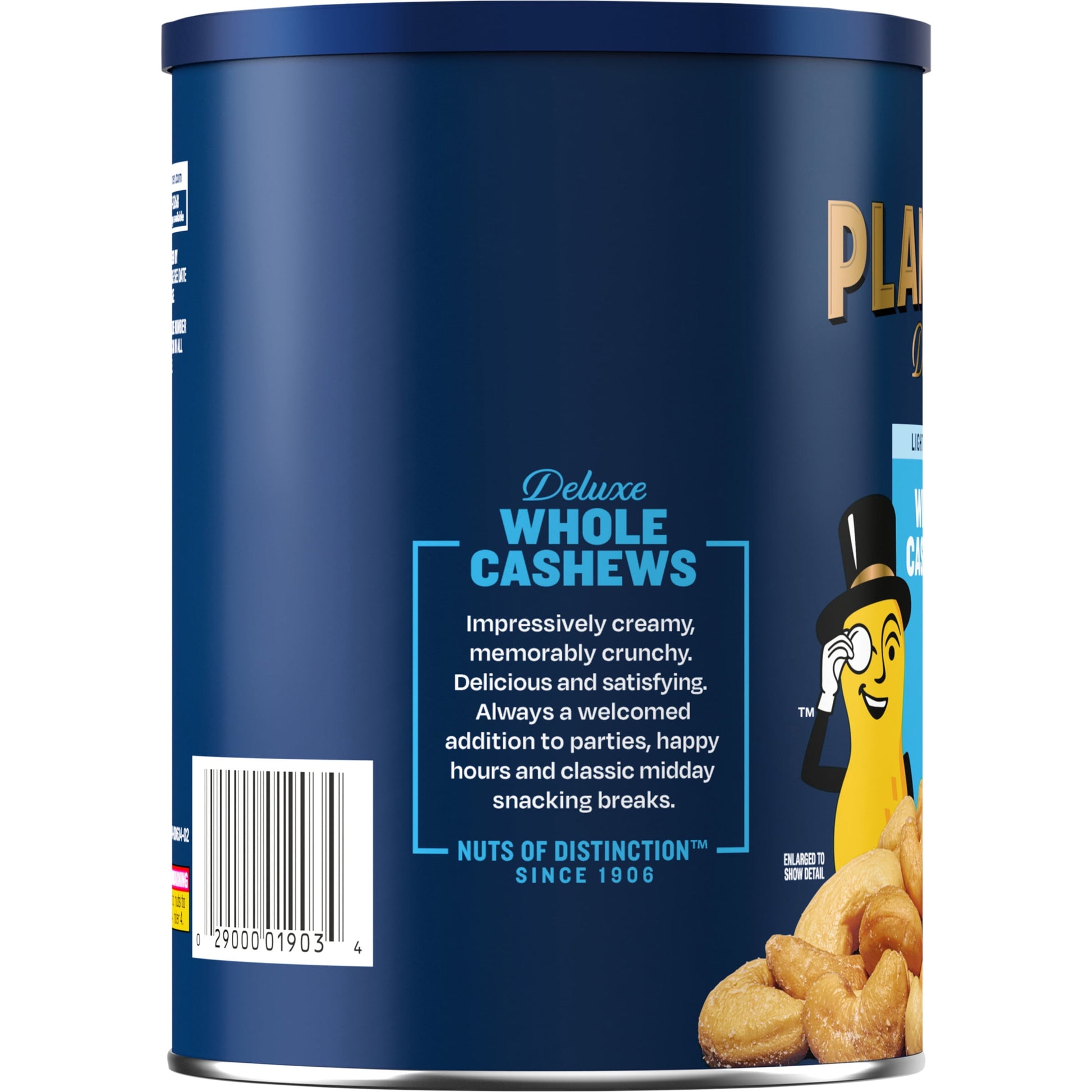 Deluxe Lightly Salted Whole Cashews, Party Snacks, Plant-Based Protein 18.25Oz (1 Canister)