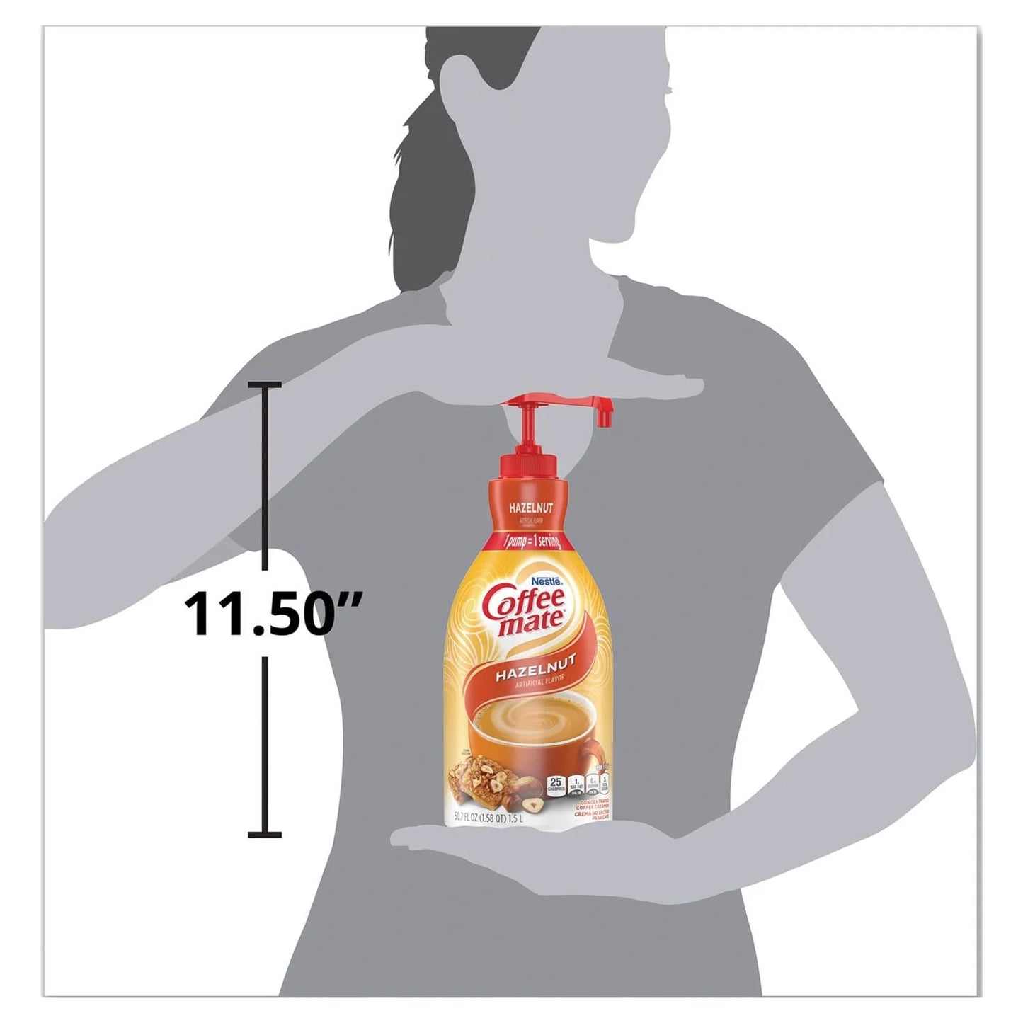 Coffee-Mate Hazelnut Liquid Creamer Pump Bottle, 1.5L