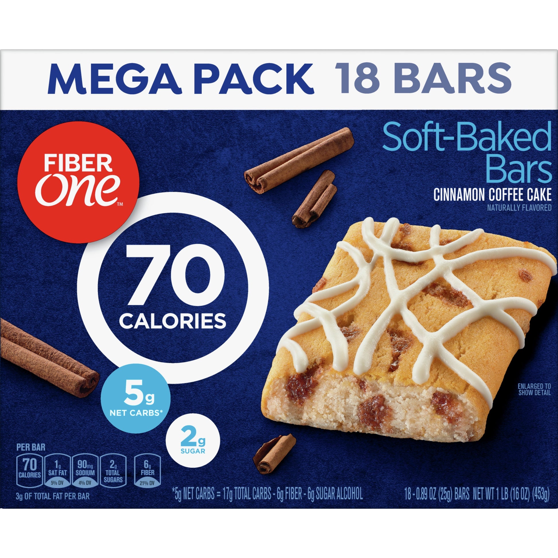 70 Calorie Soft-Baked Bars, Cinnamon Coffee Cake, 18 Ct