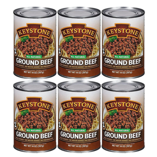 (12 Cans Pack)  All Natural Ground Beef 14 Oz Emergency Survival Food for Camping Hiking and Backpacking Ready to Eat- 12 Cans