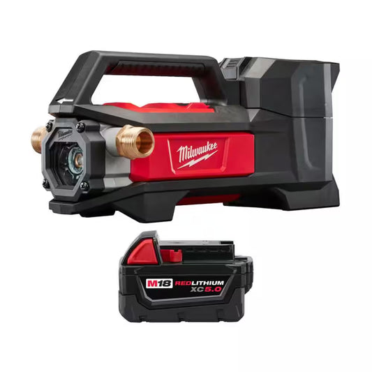 M18 18-Volt 1/4 Hp. Lithium-Ion Cordless Transfer Pump with M18 18-Volt 5.0 Ah Lithium-Ion XC Battery Pack