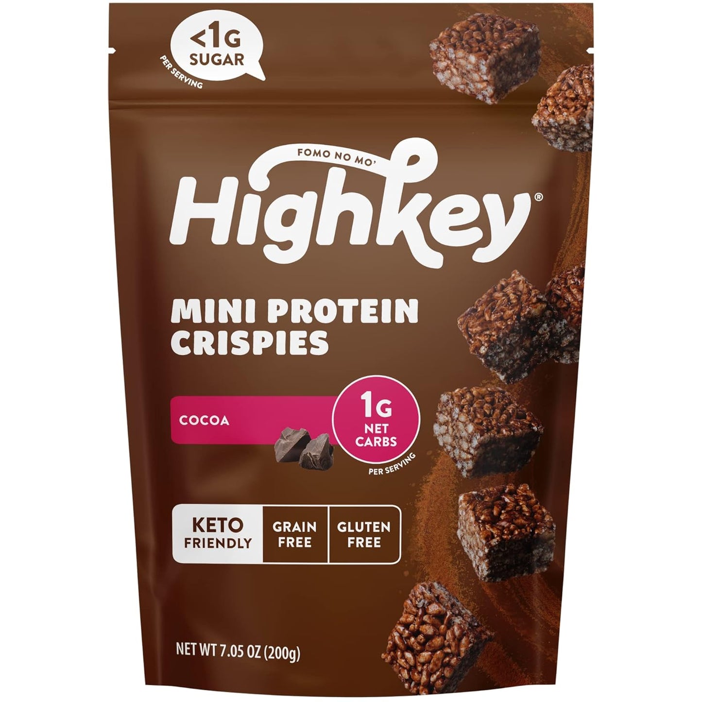 Sugar Free Protein Crispy Treats - 7.05Oz Keto Chocolate Candy Low Carb Food Sweets No Sugar Dessert Gluten Free High Protein Bar Diabetic Snack Friendly Healthy Snacks for Adults