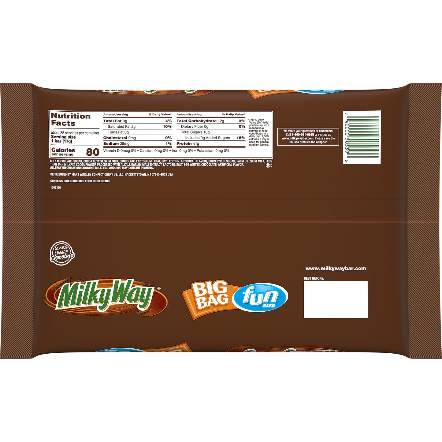 Fun Size Milk Chocolate Candy Bars - 20.73 Oz Bag