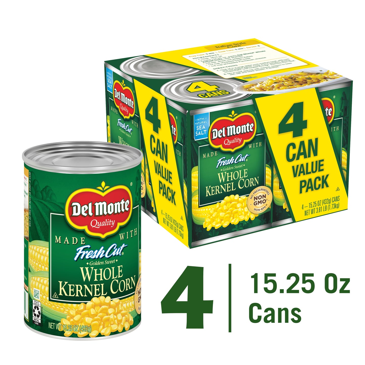 (4 Cans)  Whole Kernel Canned Corn, 15.25 Oz