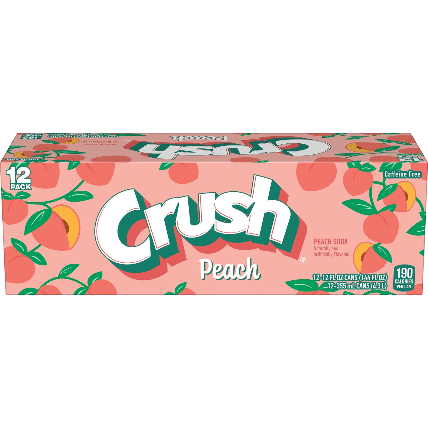 Crush Caffeine Free Peach Soda Pop, 12 Fl Oz, 12 Pack Cans