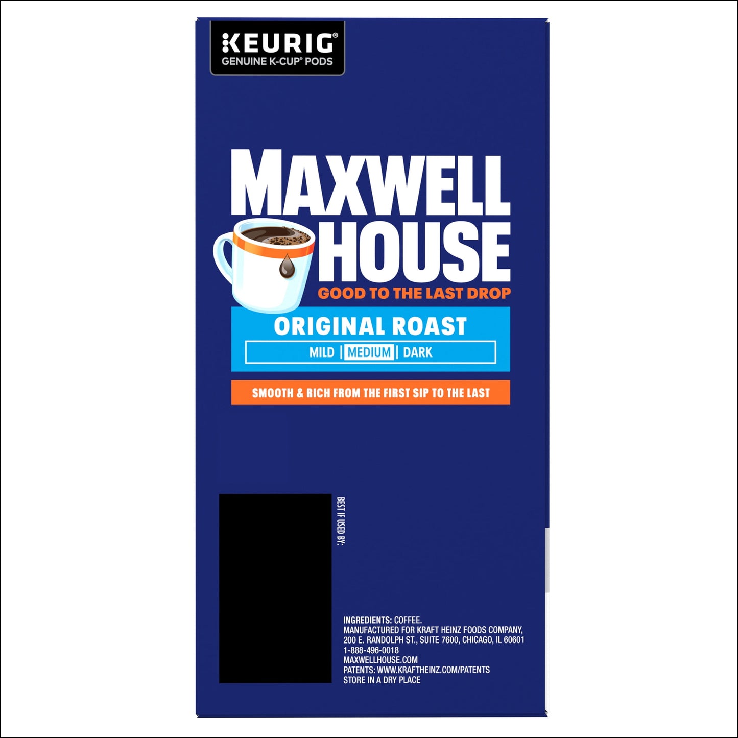 Maxwell House Original Roast Ground Coffee K-Cup Pods, Caffeinated, 24