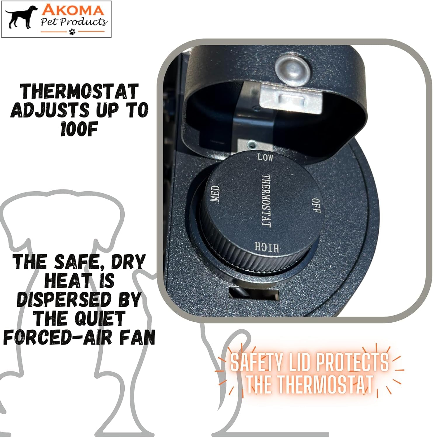 By Akoma Pet Products | 400W Dog House Furnace with 10-Foot Cord | Installs in Minutes | Safe - Dry Heat | Won'T Burn Pets