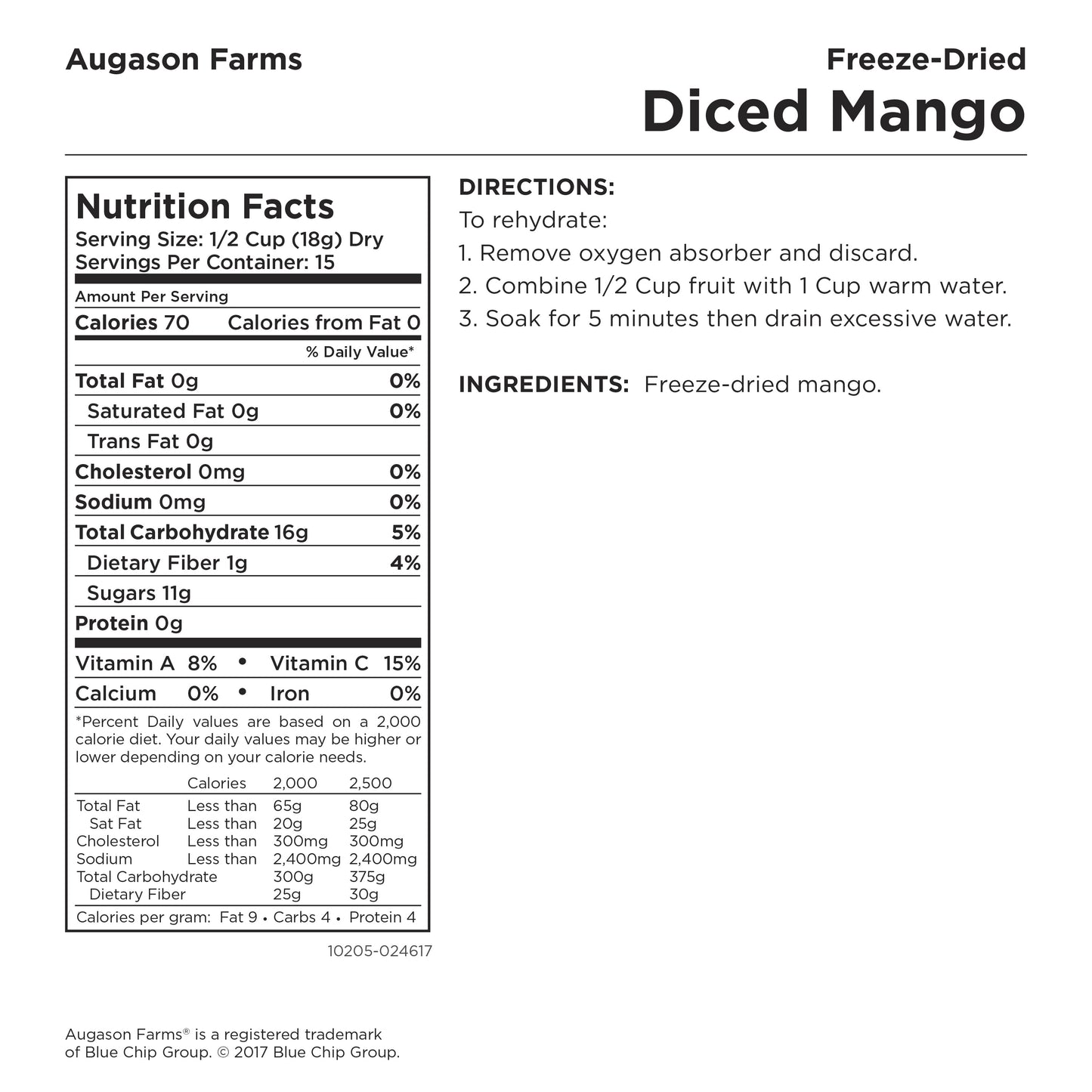 Freeze Dried Diced Mango 9.52 Oz No. 10 Can