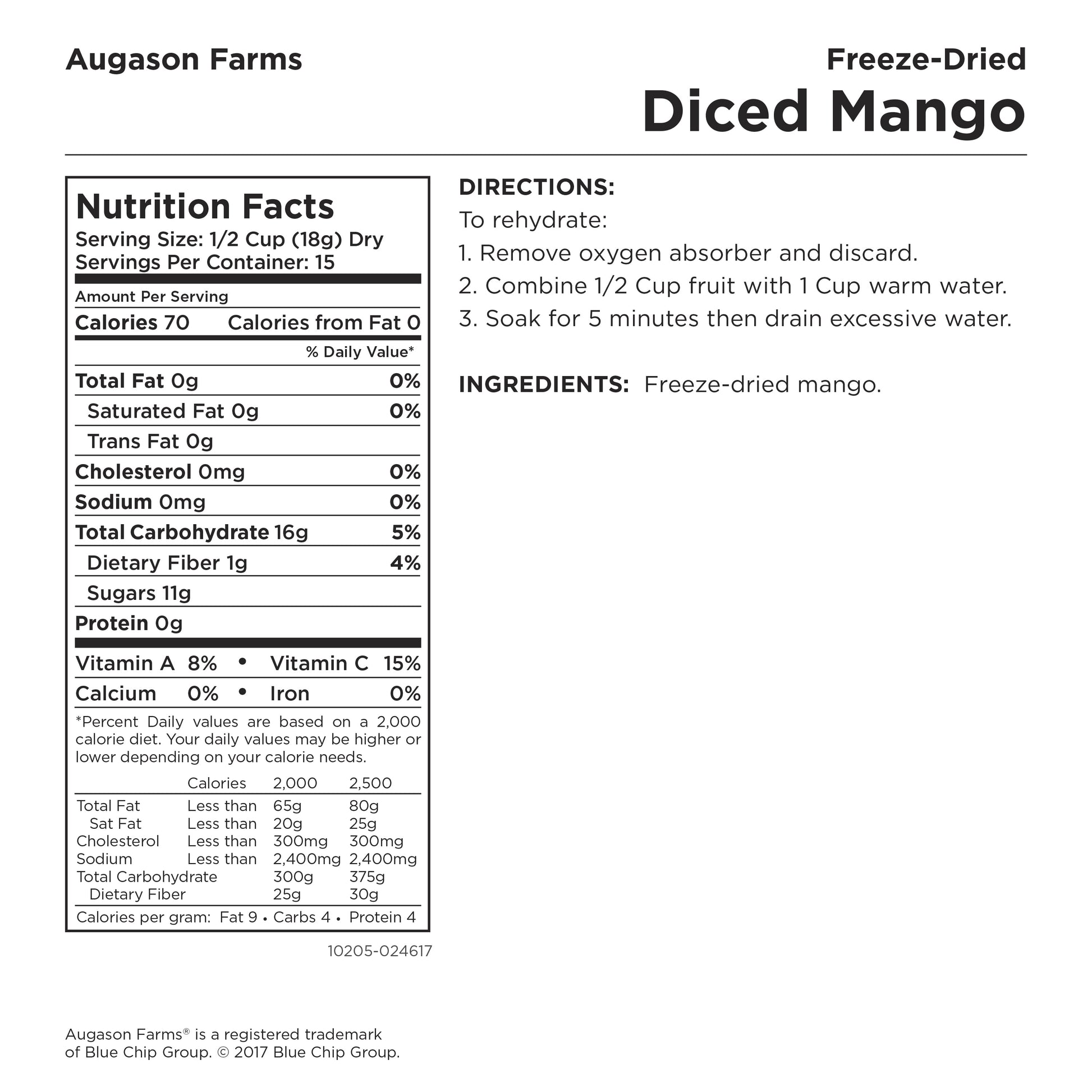 Freeze Dried Diced Mango 9.52 Oz No. 10 Can