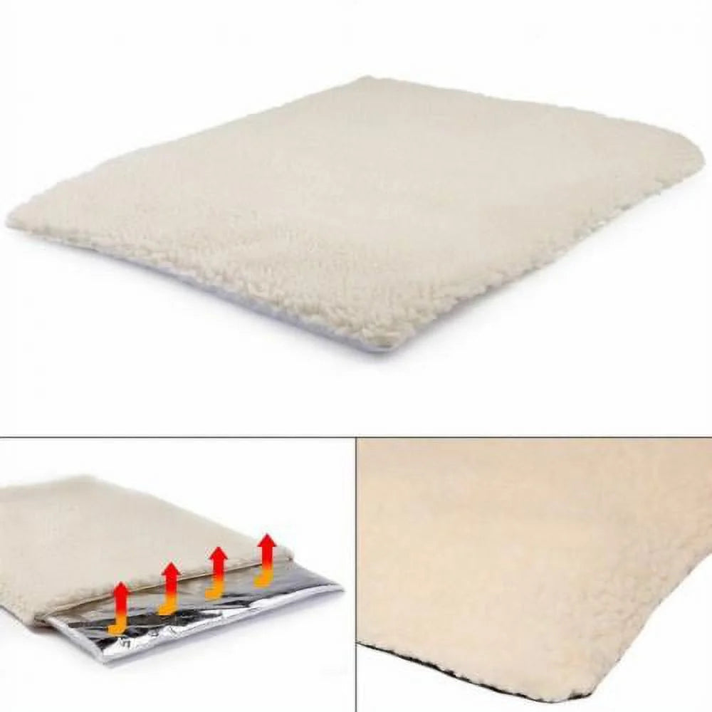 Cat and Dog Self Heating Pad, Pet Self-Warming Convertible Cuddle Bed, Electric-Free Quilted Cat Heating Mat Indoor, Machine Washable Thermal Dog Blanket, Brown, 24" X 18"