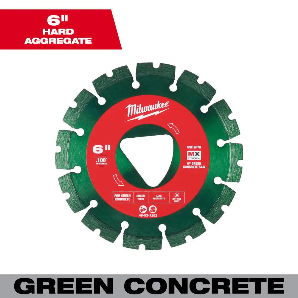 Green 6 In. X .100 In. Green Concrete Cutting Segmented Rim Diamond Blade (1-Pack)