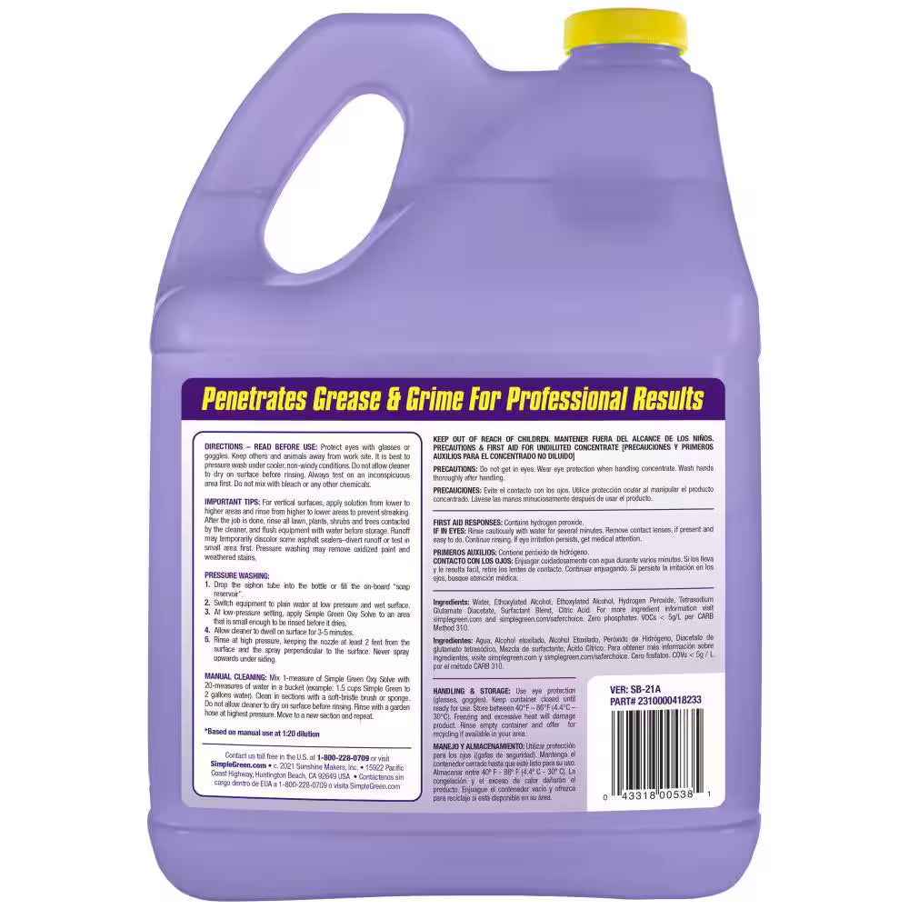 1 Gal. Oxy Solve Concrete and Driveway Pressure Washer Concentrate Outdoor Cleaner