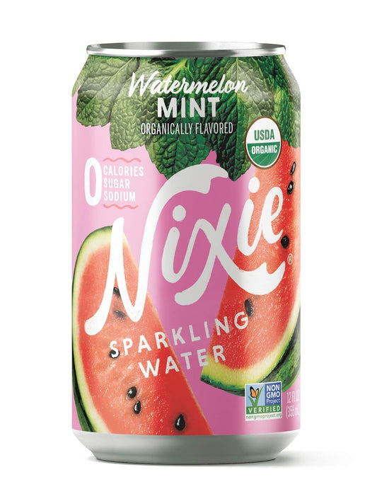 Sparkling Water, Watermelon Mint | 12 Fl Oz Cans, 24 Pack | Organic, Vegan, Non-Gmo, Gluten Free, 0 Calories, 0 Sugar, 0 Sodium