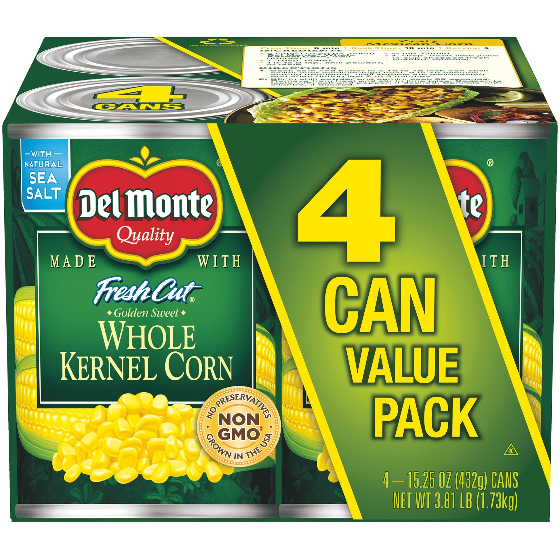 Golden Sweet Whole Kernel Corn, 4-Pack, 15.25 Oz Cans