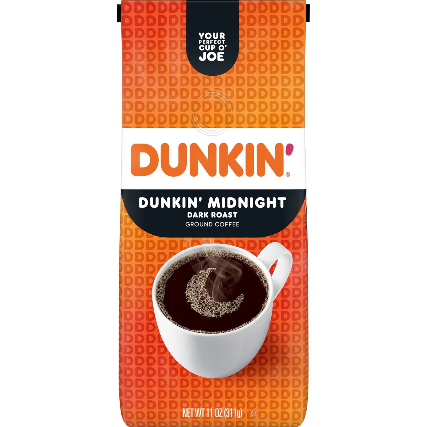 (3 Pack) Dunkin’ Midnight Dark Roast Ground Coffee, 11 Oz. Bag