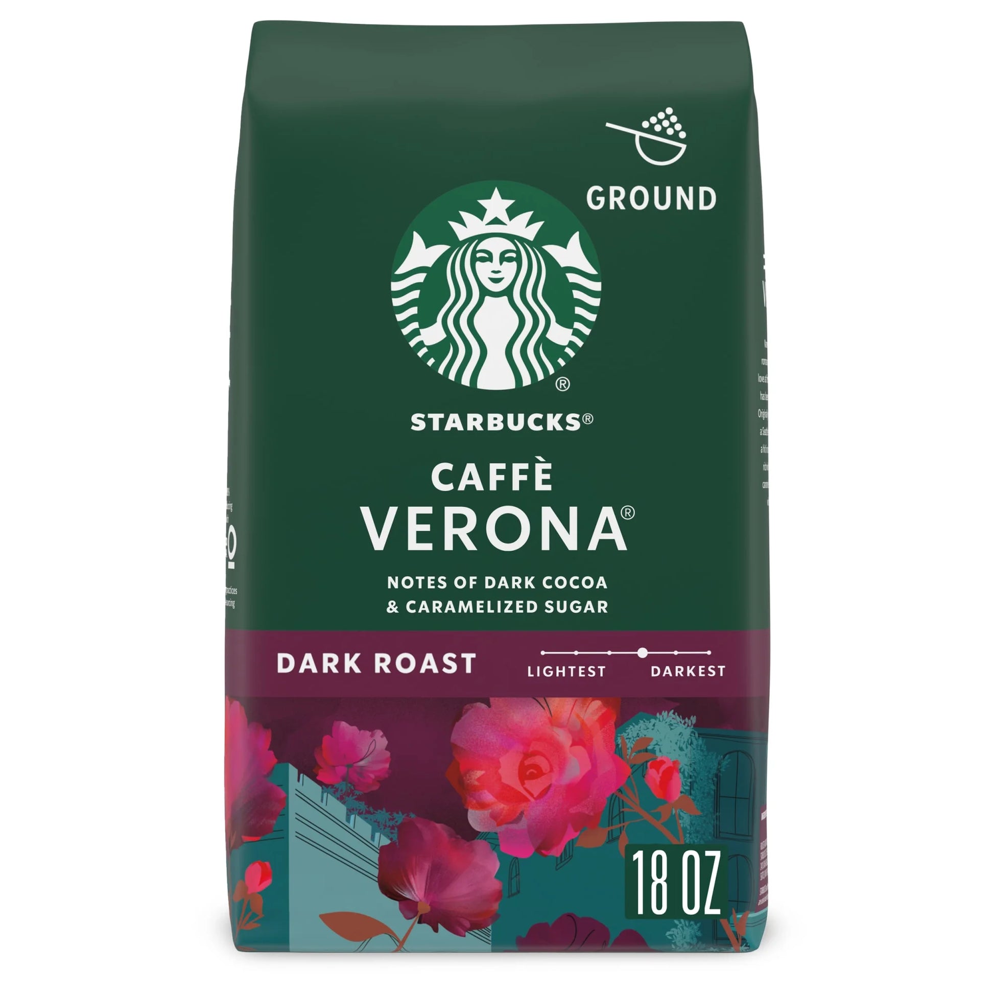 Arabica Beans Caffè Verona, Dark Roast, Ground Coffee, 18 Oz