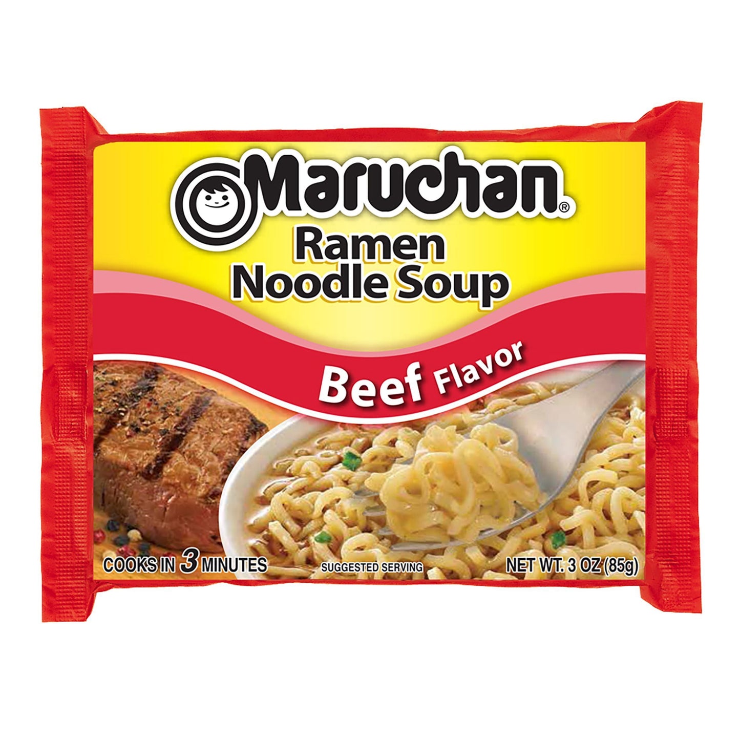 (48 Pack)  Ramen Noodle Beef Flavor Soup, 3 Oz Shelf Stable Package, 12 Count