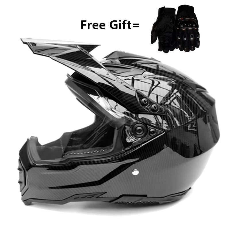 Carbon Fiber Pattern ABS Mater Full Face Moto Racing Helmet DOT Outdoor Adult MX Motocross Off-Road Dirt Bike Motorcycle ATV M