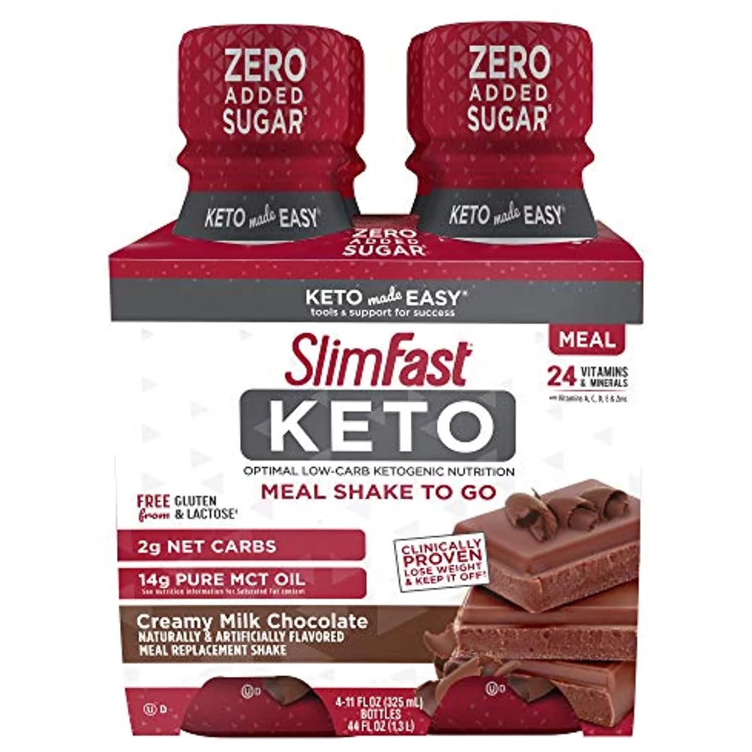 Keto Meal Replacement Shake - Creamy Milk Chocolate - Ready to Drink Meal Replacement - 11 Fl. Oz. Bottle - 4 Count - Pantry Friendly