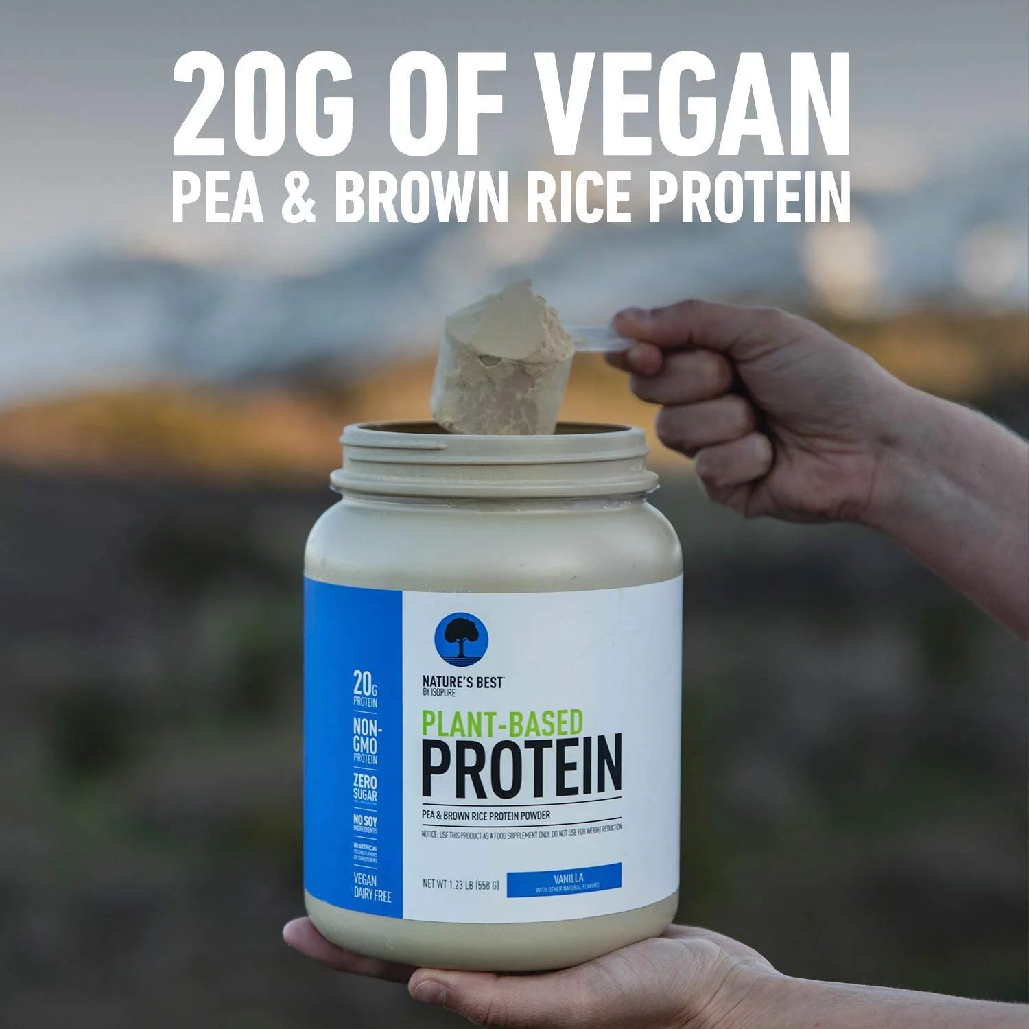 , Plant-Based Protein, 20 G Pea & Brown Rice Protein Powder, Unflavored, 1.15 Lb, about 20 Servings