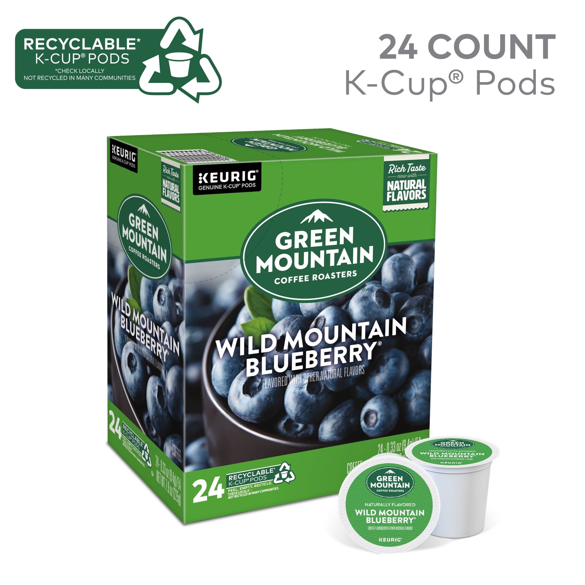 , Wild Mountain Blueberry Light Roast K-Cup Coffee Pods, 24 Count