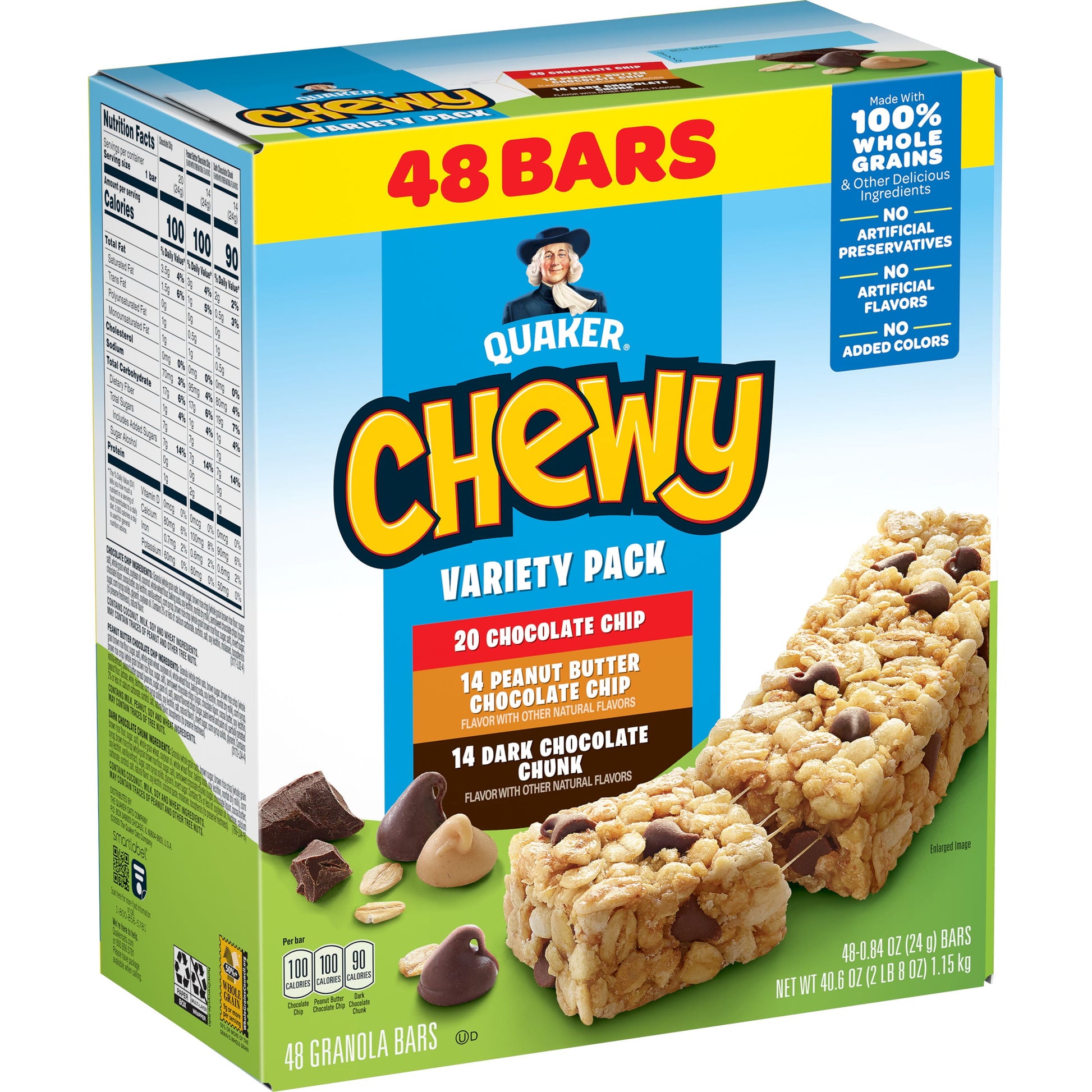 Chewy Granola Bars, Breakfast Bar, Variety Pack, 48 Count