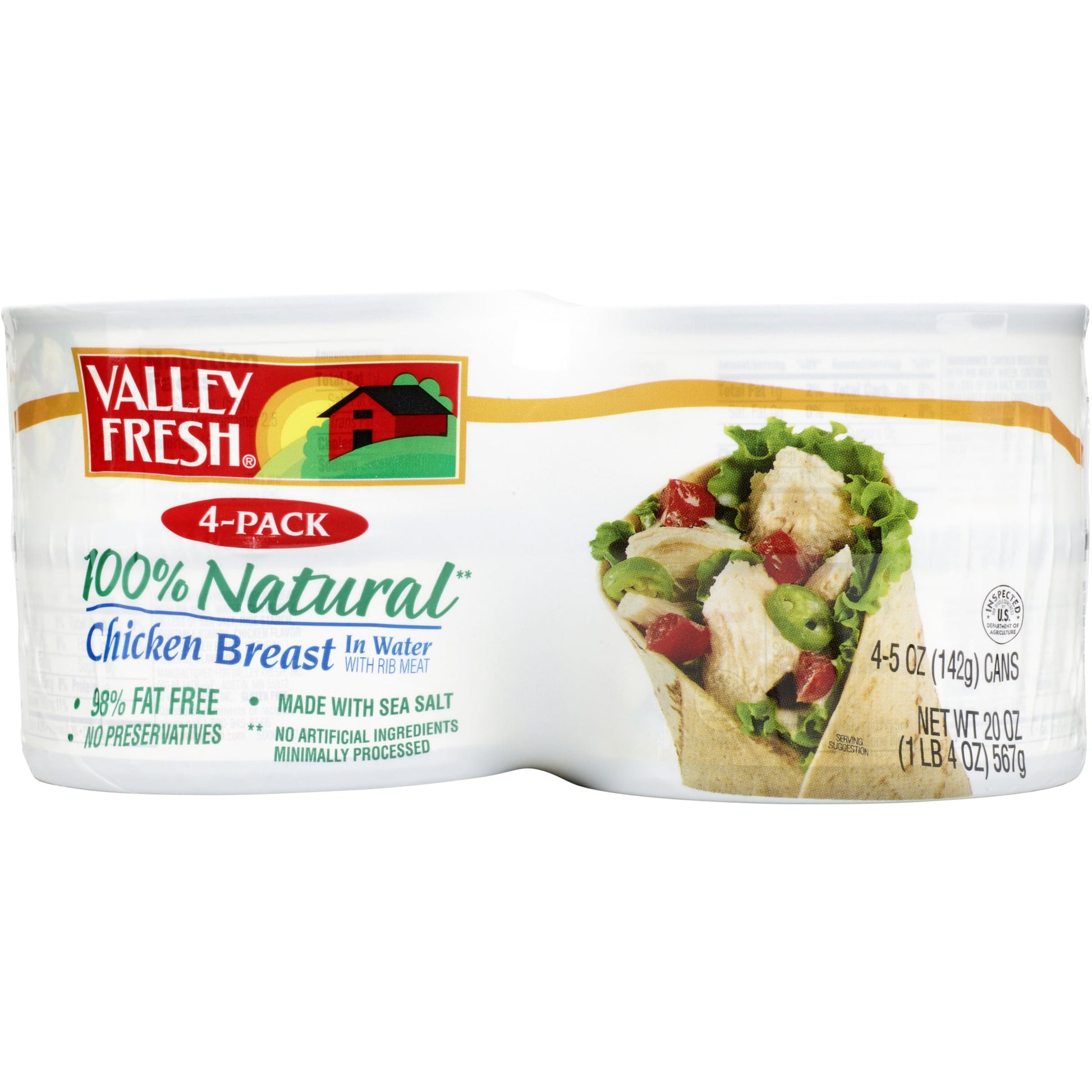 100% Natural* Chicken Breast in Water, Shelf Stable, 5 Oz Steel Can (4 Pack)