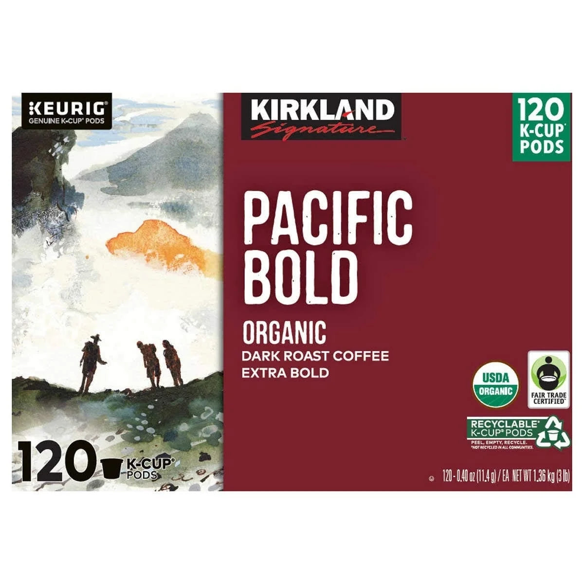 Coffee Organic Pacific Bold Recyclable K-Cup Pod, 120 Count