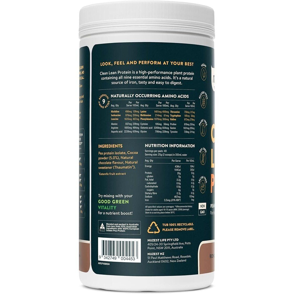 Nuzest Lean Protein Rich Chocolate 1Kg